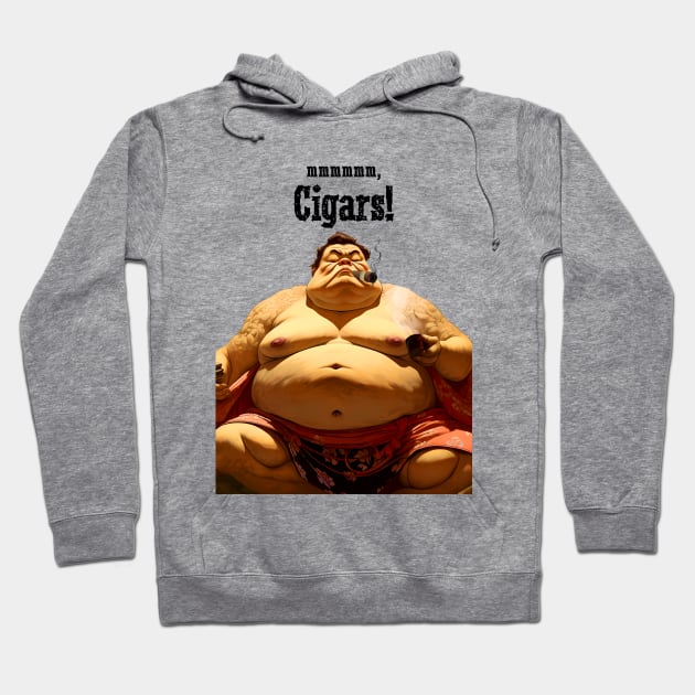 Puff Sumo: mmmmm, I Love Cigars on a light (Knocked Out) background Hoodie by Puff Sumo